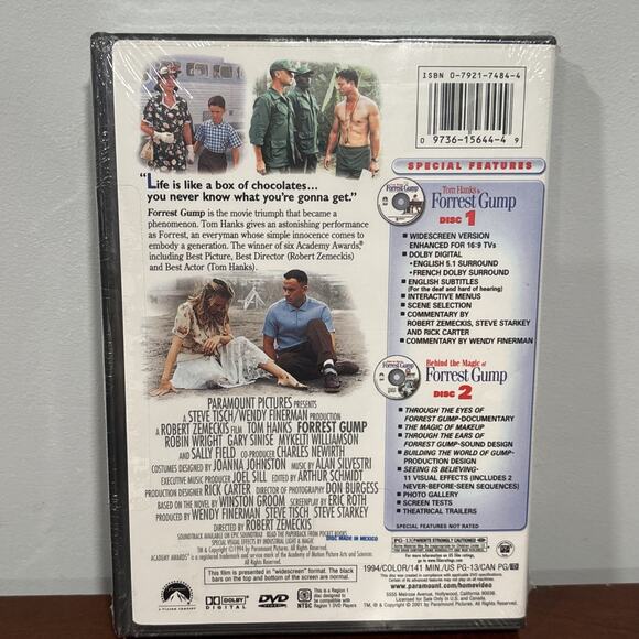 FORREST GUMP (DVD 2001 2-Disc Set, Collectors Edition) STARS TOM HANKS Brand New - Picture 2 of 7
